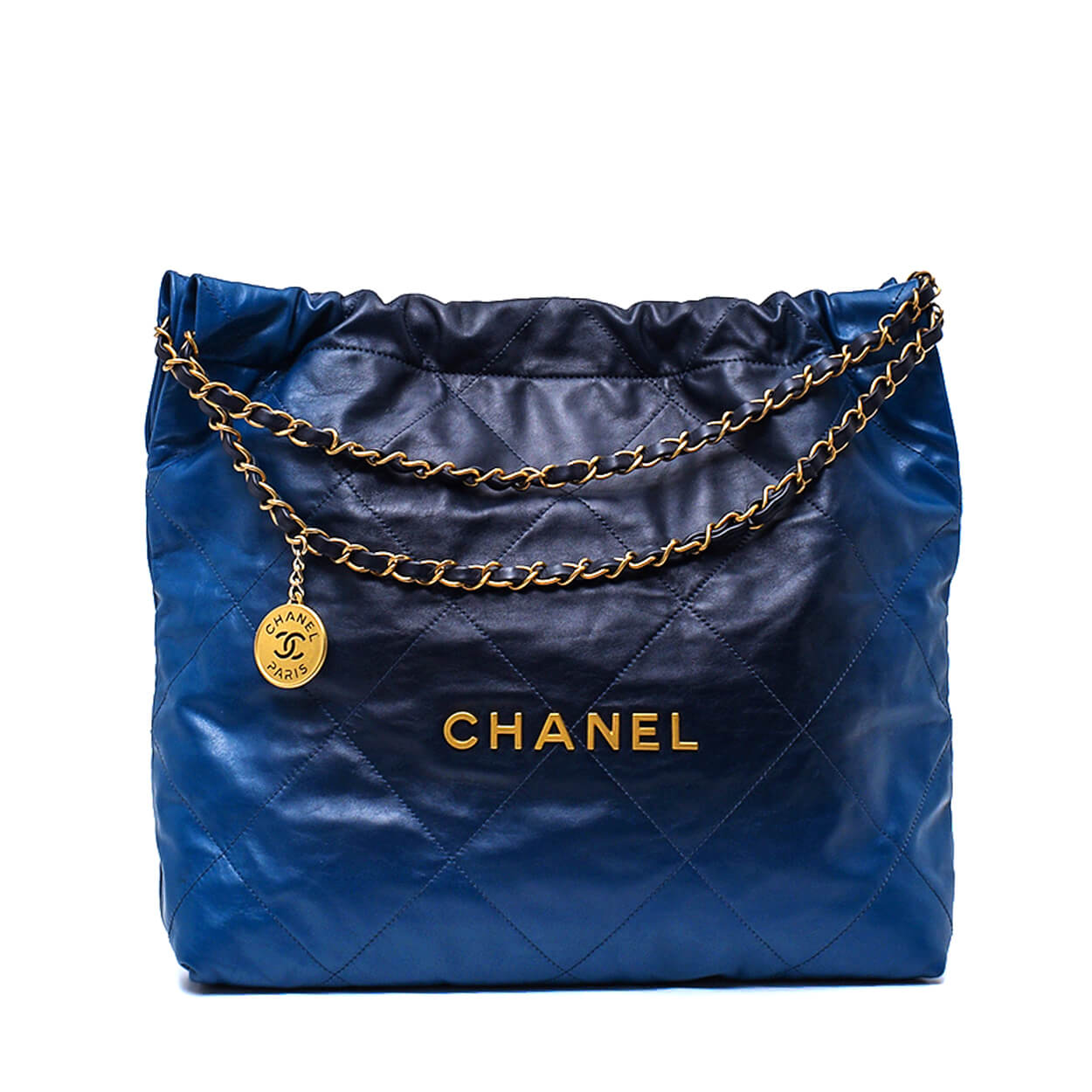 Chanel - Blue Degrade Quilted Shiny Calfskin Chanel 22 Medium Bag 